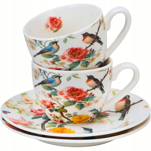 DWIE filiżanki 110 ml ze spodkami do KAWY ESPRESSO - Flower Classic APRIL