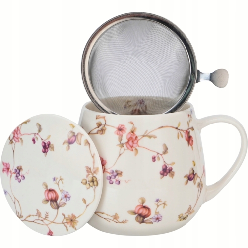Kubek baryłka 430 ml z Zaparzaczem do HERBATY ZIÓŁ - Flower Classic SAFA