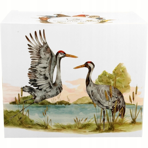 Duży PORCELANOWY Kubek XXL 1000 ml do KAWY HERBATY - Ptasi Świat ŻURAWIE