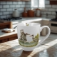 Duży PORCELANOWY Kubek XXL 1000 ml do KAWY HERBATY - Ptasi Świat ŻURAWIE