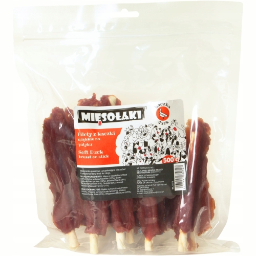 Mięsołaki PRZYSMAK DLA PSA - Filet z kaczki miękki na patyku 500 g