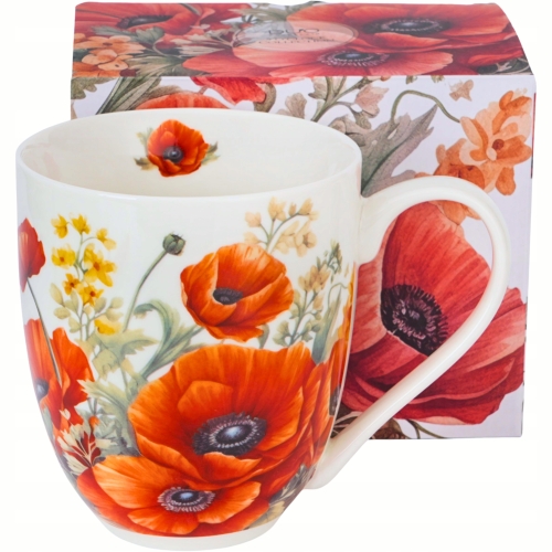 Duży PORCELANOWY Kubek XXL 1000 ml do KAWY HERBATY - Flower Classic MAKI