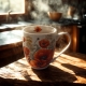 Duży PORCELANOWY Kubek XXL 1000 ml do KAWY HERBATY - Flower Classic MAKI