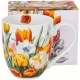 Duży PORCELANOWY Kubek XXL 1000ml do KAWY HERBATY - Flower Classic TULIPANY