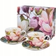 DWIE Porcelanowe Filiżanki 270 ml do KAWY HERBATY - Flower Classic MAGNOLIE