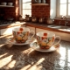 DWIE Porcelanowe Filiżanki 270 ml do KAWY HERBATY - Flower Classic TULIPANY