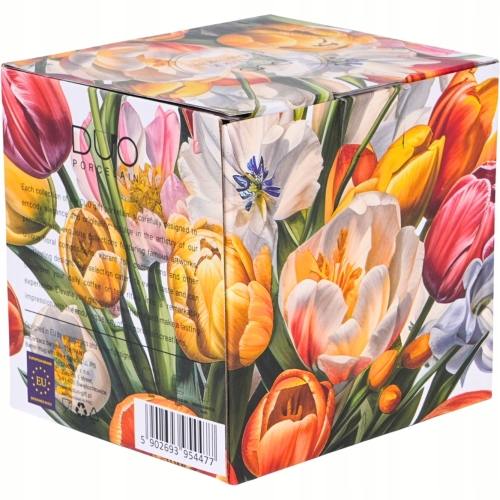Kubek baryłka 430ml z Zaparzaczem do HERBATY ZIÓŁ - Flower Classic TULIPANY