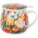 Kubek baryłka 430ml z Zaparzaczem do HERBATY ZIÓŁ - Flower Classic TULIPANY