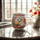 Kubek baryłka 430ml z Zaparzaczem do HERBATY ZIÓŁ - Flower Classic TULIPANY