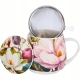 Kubek baryłka 430ml z Zaparzaczem do HERBATY ZIÓŁ - Flower Classic MAGNOLIE