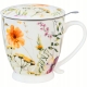 Porcelanowy Kubek 510 ml z Zaparzaczem do HERBATY ZIÓŁ - Kwiaty Royal PANSY