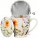 Porcelanowy Kubek 510 ml z Zaparzaczem do HERBATY ZIÓŁ - Kwiaty Royal PANSY