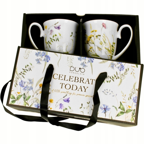 Kwiaty Royal MELODY Porcelanowy Kubek 340 ml do KAWY HERBATY - Kpl 2 sztuki