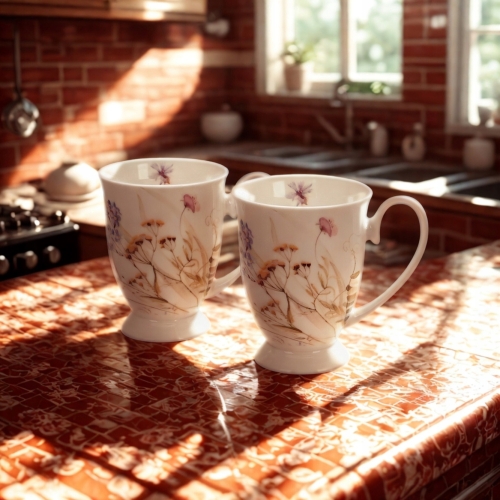 Kwiaty Royal MELODY Porcelanowy Kubek 340 ml do KAWY HERBATY - Kpl 2 sztuki