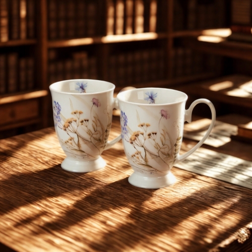Kwiaty Royal MELODY Porcelanowy Kubek 340 ml do KAWY HERBATY - Kpl 2 sztuki
