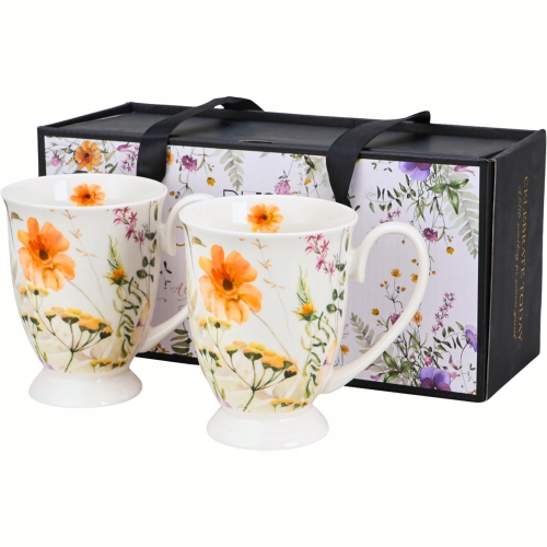 Kwiaty Royal PANSY Porcelanowy Kubek 340 ml do KAWY HERBATY - Kpl 2 sztuki