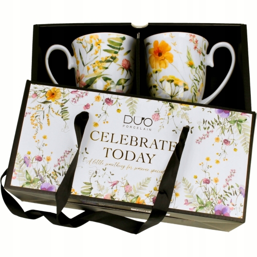 Kwiaty Royal PANSY Porcelanowy Kubek 340 ml do KAWY HERBATY - Kpl 2 sztuki