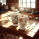 Kwiaty Royal PANSY Porcelanowy Kubek 340 ml do KAWY HERBATY - Kpl 2 sztuki