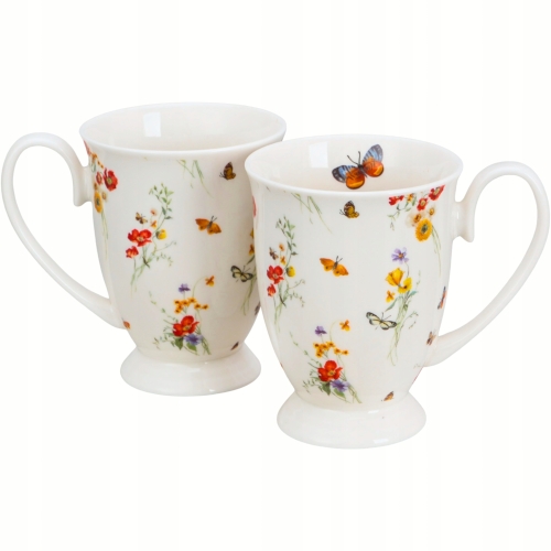 Kwiaty Royal GRACE Porcelanowy Kubek 340 ml do KAWY HERBATY - Kpl 2 sztuki