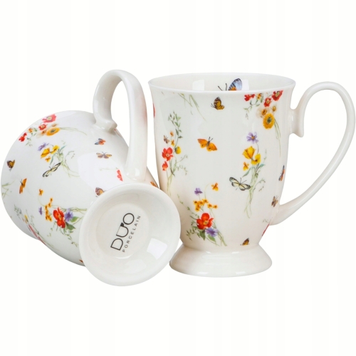 Kwiaty Royal GRACE Porcelanowy Kubek 340 ml do KAWY HERBATY - Kpl 2 sztuki