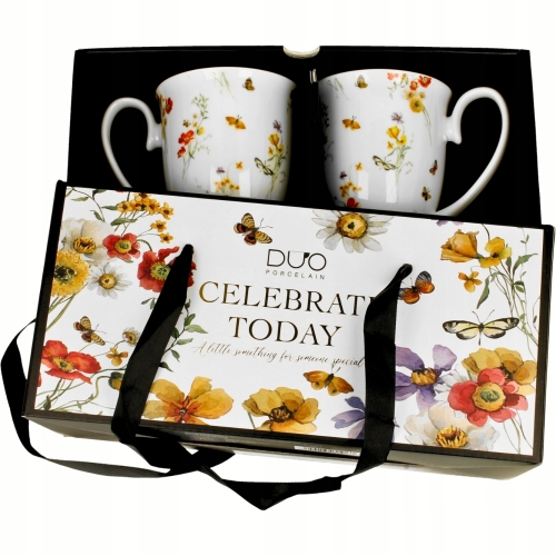 Kwiaty Royal GRACE Porcelanowy Kubek 340 ml do KAWY HERBATY - Kpl 2 sztuki