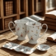 Kwiaty Royal GRACE Porcelanowy Kubek 340 ml do KAWY HERBATY - Kpl 2 sztuki