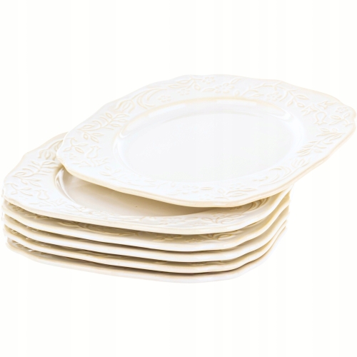 SARMATIA Porcelanowy TALERZ TALERZYK Deserowy 19,5 cm - komplet 6 SZTUK