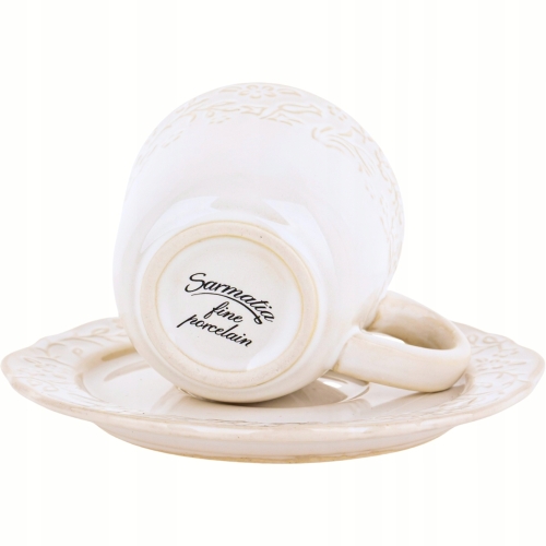 DWIE porcelanowe filiżanki 120 ml ze spodkami do KAWY ESPRESSO - Sarmatia
