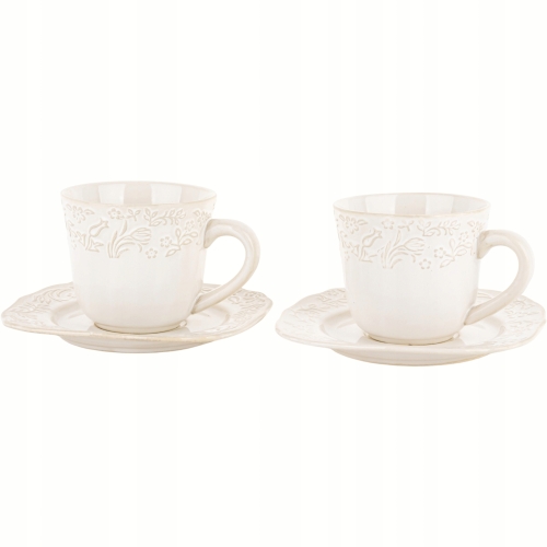 DWIE porcelanowe filiżanki 250 ml ze spodkami do KAWY HERBATY - Sarmatia