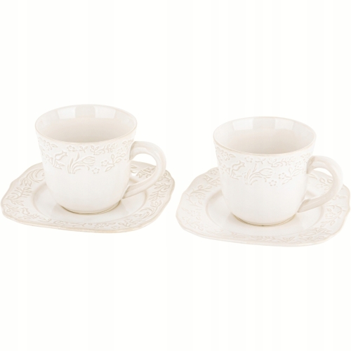DWIE porcelanowe filiżanki 250 ml ze spodkami do KAWY HERBATY - Sarmatia