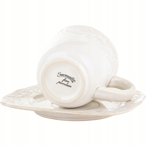 DWIE porcelanowe filiżanki 250 ml ze spodkami do KAWY HERBATY - Sarmatia