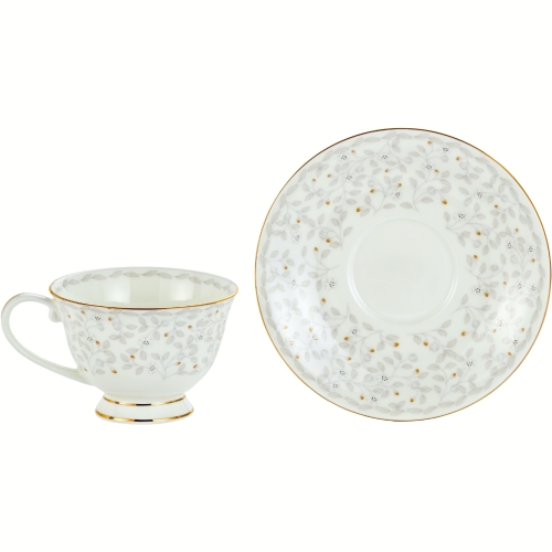 DWIE stylowe Porcelanowe filiżanki 200 ml ze spodkami do KAWY HERBATY KAKAO