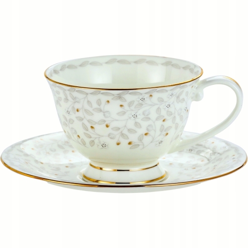 DWIE stylowe Porcelanowe filiżanki 200 ml ze spodkami do KAWY HERBATY KAKAO
