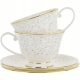 DWIE stylowe Porcelanowe filiżanki 200 ml ze spodkami do KAWY HERBATY KAKAO