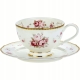 DWIE stylowe Porcelanowe filiżanki 250 ml ze spodkami do KAWY HERBATY KAKAO