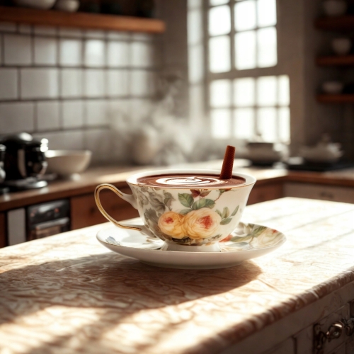 ZESTAW Porcelanowa filiżanka 200 ml ze spodeczkiem Do KAWY HERBATY - KWIATY