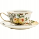 ZESTAW Porcelanowa filiżanka 200 ml ze spodeczkiem Do KAWY HERBATY - KWIATY