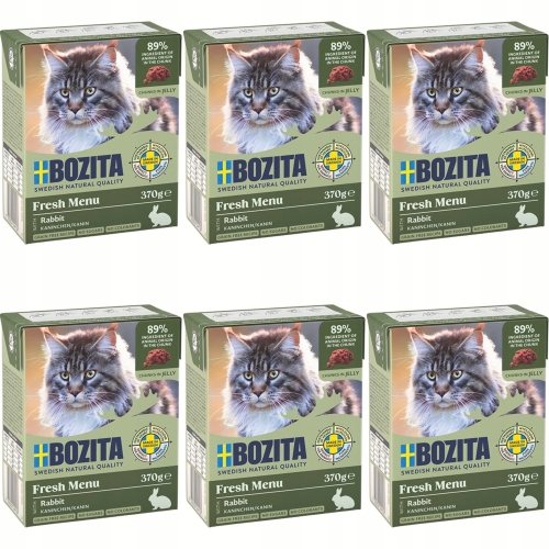 Mokra Karma Dla Kota BOZITA Królik w galaretce 370 g - zestaw 6 sztuk