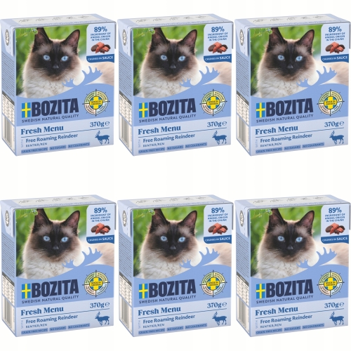 Mokra Karma Dla Kota BOZITA Renifer w sosie 370 g - zestaw 6 sztuk