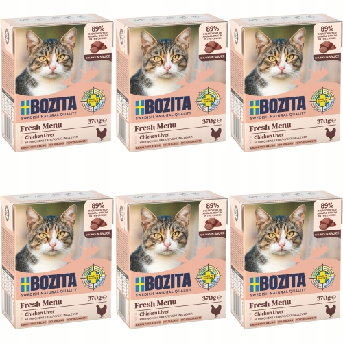 Mokra Karma Dla Kota BOZITA Wątróbka drobiowa w sosie 370 g zestaw 6 sztuk