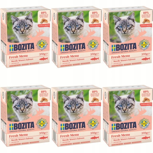 Mokra Karma Dla Kota BOZITA Łosoś w sosie 370 g - zestaw 6 sztuk