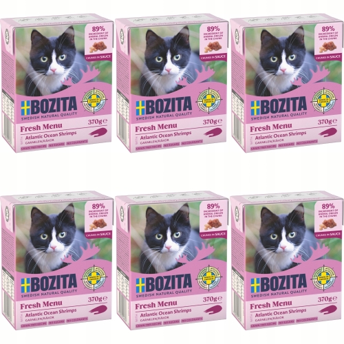 Mokra Karma Dla Kota BOZITA Krewetki w sosie 370 g - zestaw 6 sztuk