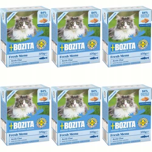 Karma Dla Kota BOZITA STERILISED Pstrąg w sosie 370 g - zestaw 6 sztuk