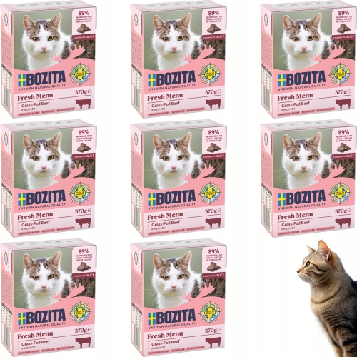 Mokra Karma Dla Kota BOZITA Wołowina w sosie 370 g - zestaw 8 sztuk