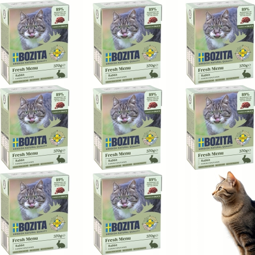 Mokra Karma Dla Kota BOZITA Królik w sosie 370 g - zestaw 8 sztuk