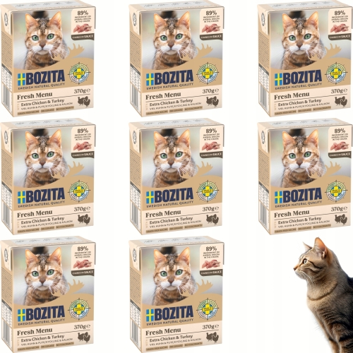 Mokra Karma Dla Kota BOZITA Kurczak i indyk w sosie 370 g - zestaw 8 sztuk