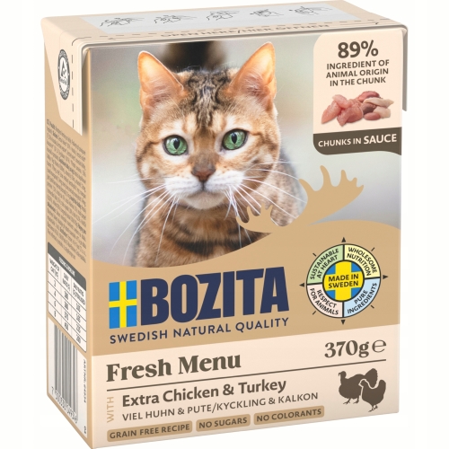 Mokra Karma Dla Kota BOZITA Kurczak i indyk w sosie 370 g - zestaw 8 sztuk