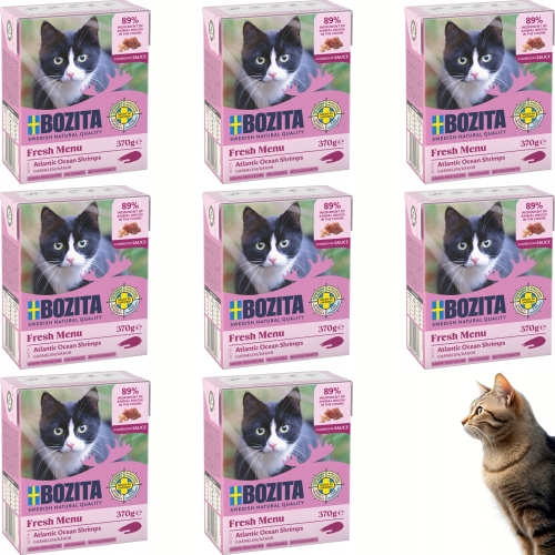 Mokra Karma Dla Kota BOZITA Krewetki w sosie 370 g - zestaw 8 sztuk