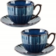EVIE DARK Porcelanowa Filiżanka 300 ml ze spodkiem do KAWY HERBATY - 2 szt