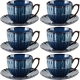 EVIE DARK Porcelanowa Filiżanka 300 ml ze spodkiem do KAWY HERBATY - 6 szt